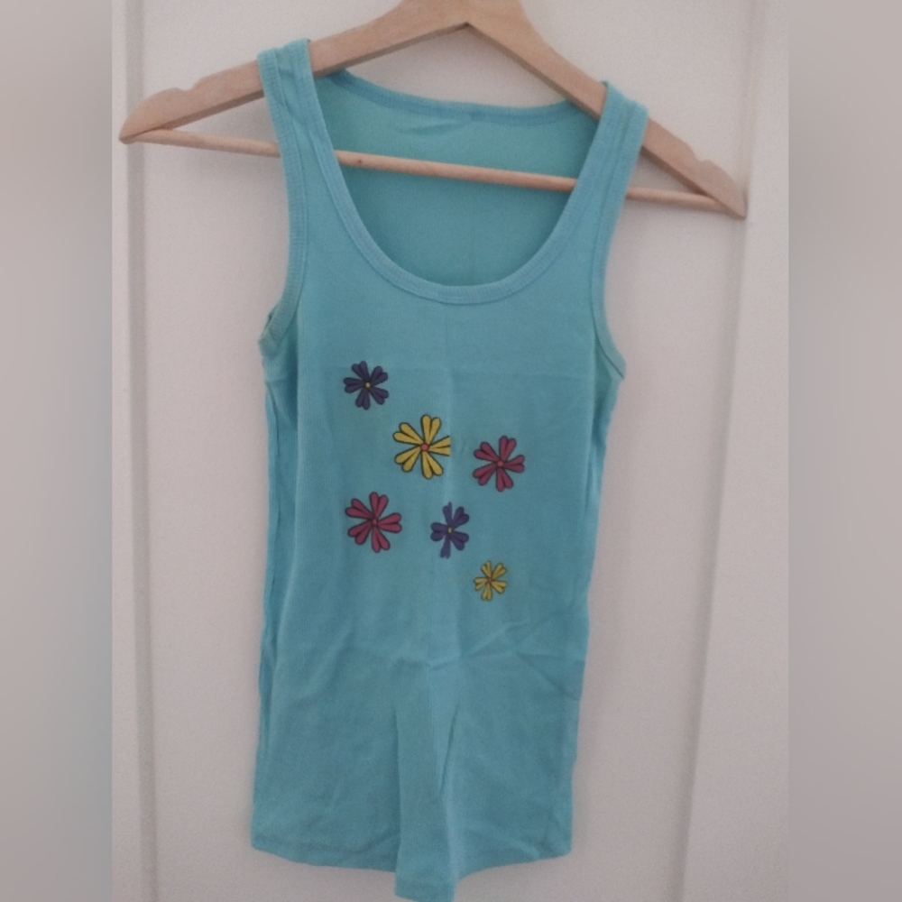 Flowered Light Blue tank